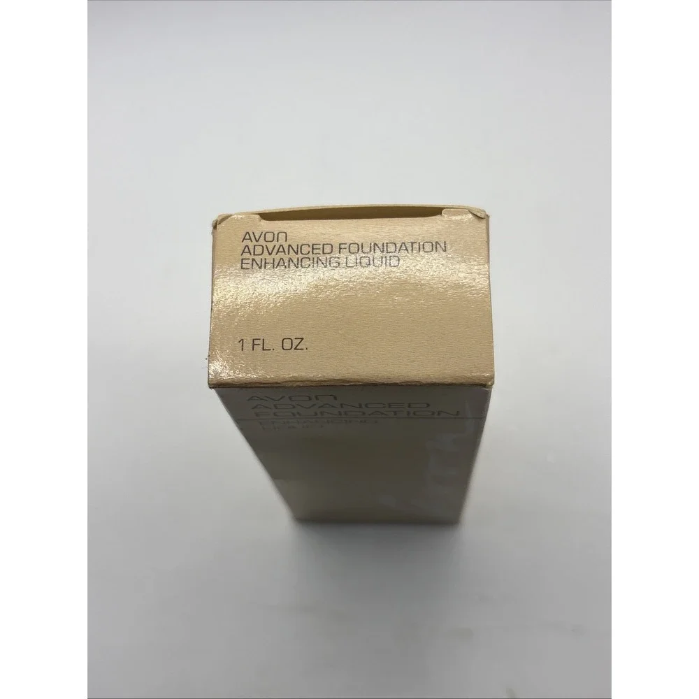 Vtg Avon Advanced Foundation Enhancing Liquid Almond Beige NOS 1 Fl Oz In Box